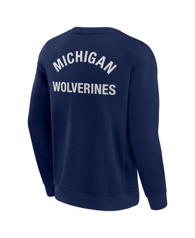 Shop Fanatics Signature Men's And Women's  Navy Michigan Wolverines Super Soft Pullover Crew Sweatshirt