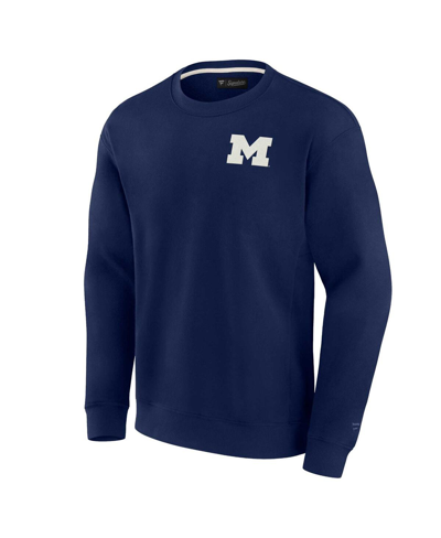 Fanatics Signature Unisex  Navy Michigan Wolverines Super Soft Pullover Crew Sweatshirt In Navy