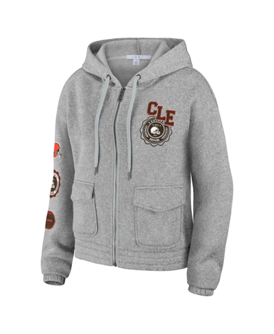 Wear By Erin Andrews Heather Gray Cincinnati Bengals Full-zip Hoodie In Heather Gray