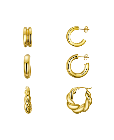 Shop Modasport Gold-tone Stainless Steel Hoop Earring Set