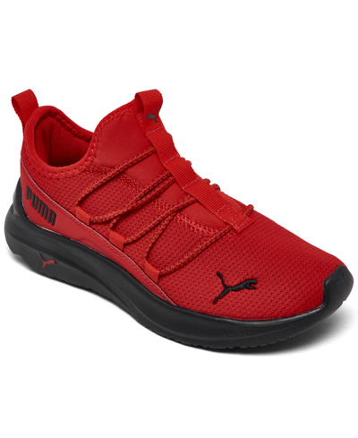 Shop Puma Little Kids Softride One4all Slip-on Casual Sneakers From Finish Line In Red,black