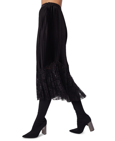 Shop Lost + Wander Women's Women's Genesis Pleated Lace-hem Skirt In Black