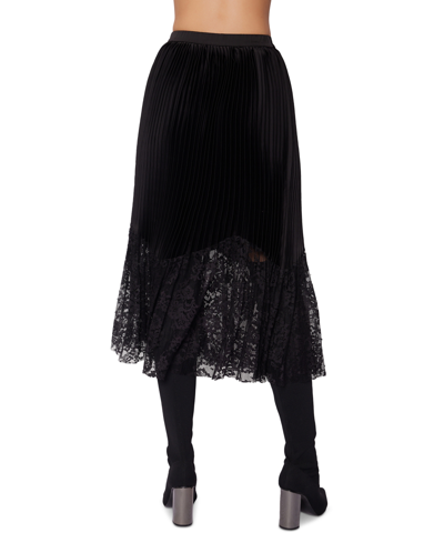 Shop Lost + Wander Women's Women's Genesis Pleated Lace-hem Skirt In Black