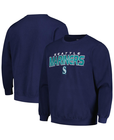 Shop Stitches Men's  Navy Seattle Mariners Pullover Sweatshirt
