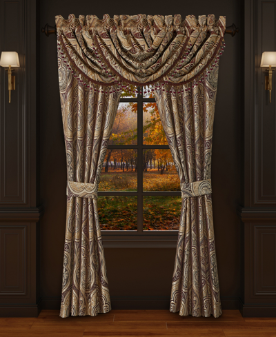 Shop Five Queens Court Bordeaux Window Waterfall Valance, 33" X 49" In Crimson