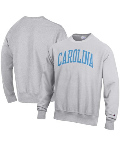 Shop Champion Men's  Heathered Gray North Carolina Tar Heels Arch Reverse Weave Pullover Sweatshirt