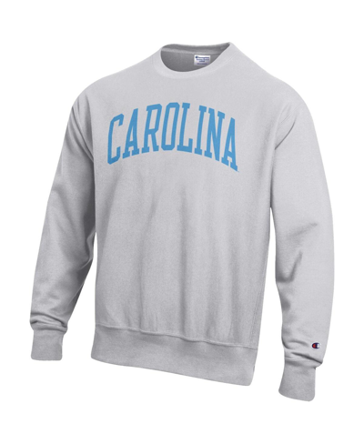 Shop Champion Men's  Heathered Gray North Carolina Tar Heels Arch Reverse Weave Pullover Sweatshirt