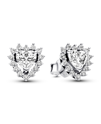 Shop Pandora Sterling Silver With Clear Cubic Zirconia Heart Stud Earrings