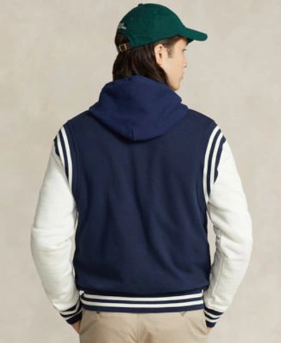 Polo Ralph Lauren Mens Fleece Baseball Jacket Leather Big Pony Hoodie Plaid Oxford Shirt Slim Straight Pants In Polo Black