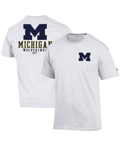 Shop Champion Men's  White Michigan Wolverines Stack 2-hit T-shirt
