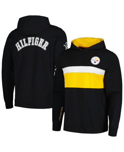 Shop Tommy Hilfiger Men's  Black Pittsburgh Steelers Morgan Long Sleeve Hoodie T-shirt