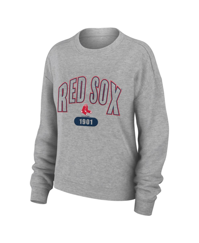 Shop Wear By Erin Andrews Women's  Gray Boston Red Sox Knitted T-shirt And Pants Lounge Set