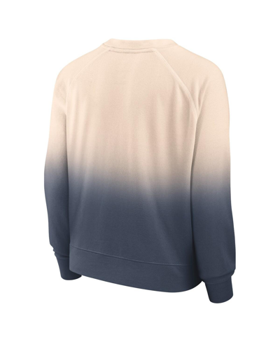 Fanatics Women's  Tan, Navy Distressed Houston Astros Luxe Lounge Arch Raglan Pullover Sweatshirt In Tan,navy