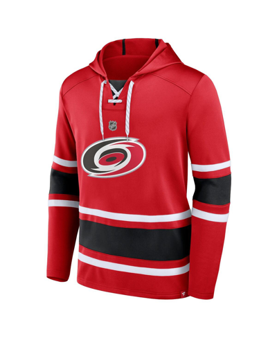 Shop Fanatics Men's  Sebastian Aho Red Carolina Hurricanes Name And Number Lace-up Pullover Hoodie