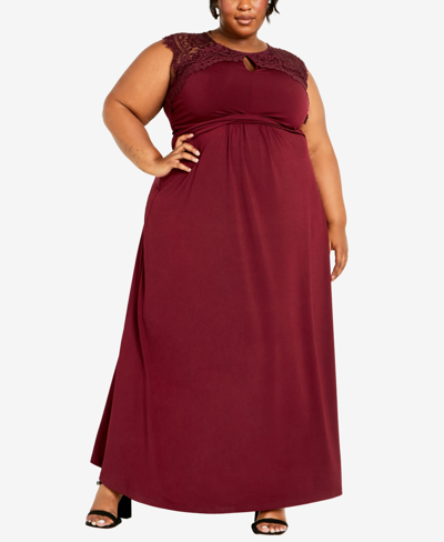 Shop Avenue Plus Size Estella Maxi Dress In Ruby