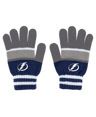Wear By Erin Andrews Women's  Tampa Bay Lightning Stripe Glove And Scarf Set In Gray,black