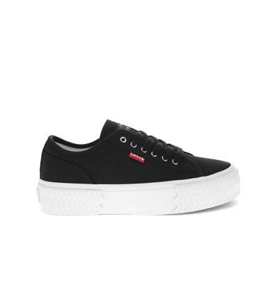 Shop Levi's Women's Modern Low Stacked Canvas Textured Casual Platform Sneaker Shoe In Black