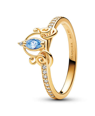 Shop Pandora 14k Gold-plated Disney Cinderella Ring In Blue