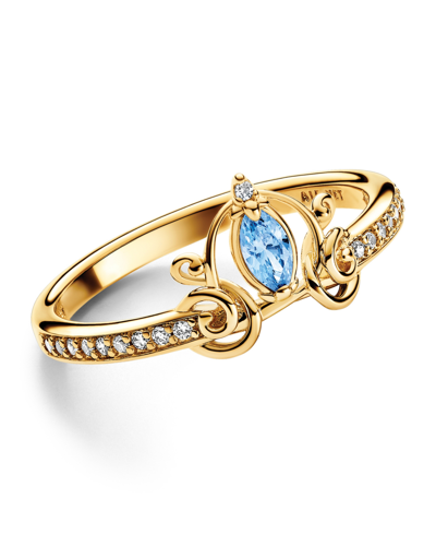 Shop Pandora 14k Gold-plated Disney Cinderella Ring In Blue