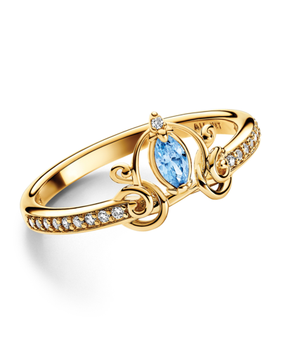 Pandora 14k Gold-plated Disney Cinderella Ring In Blue
