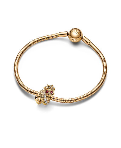 Pandora 14k Gold-plated Dragon Charm In Red