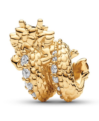 Pandora 14k Gold-plated Dragon Charm In Red