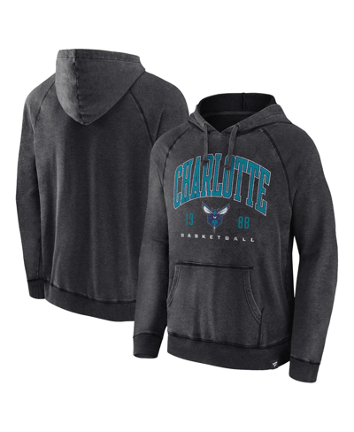 Fanatics Branded Heather Charcoal Charlotte Hornets Foul Trouble Snow Wash Raglan Pullover Hoodie In Heather Charcoal