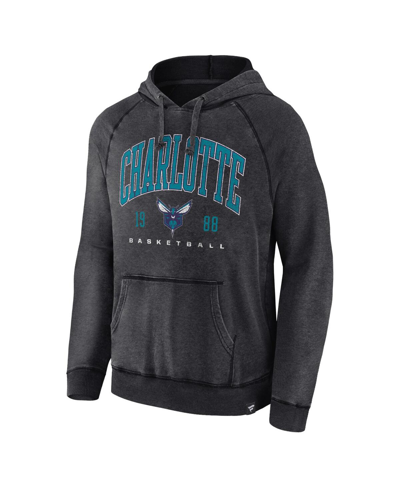 Fanatics Branded Heather Charcoal Charlotte Hornets Foul Trouble Snow Wash Raglan Pullover Hoodie In Heather Charcoal