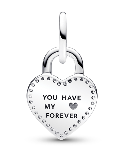 Pandora Sterling Silver And 14k Rose Gold Padlock Heart Charm In Rose