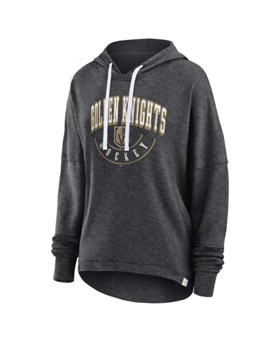 Fanatics Women's  Heather Charcoal Distressed Vegas Golden Knights Lux Lounge Helmet Arch Pullover Ho In Heather Charcoal