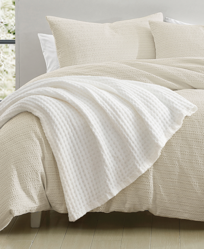 Dkny Waffle Cotton Throw Blanket In White