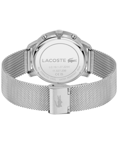 Shop Lacoste Men's Replay Multifunction Silver-tone Stainless Steel Mesh Bracelet Watch 44mm