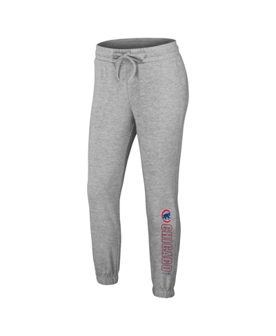 Shop Wear By Erin Andrews Women's  Gray Chicago Cubs Knitted T-shirt And Pants Lounge Set