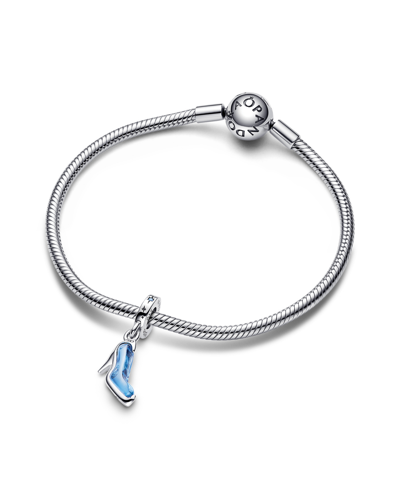 Pandora Sterling Silver Disney Cinderella Shoe Dangle Charm In Blue