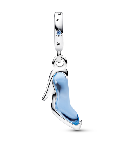 Pandora Sterling Silver Disney Cinderella Shoe Dangle Charm In Blue