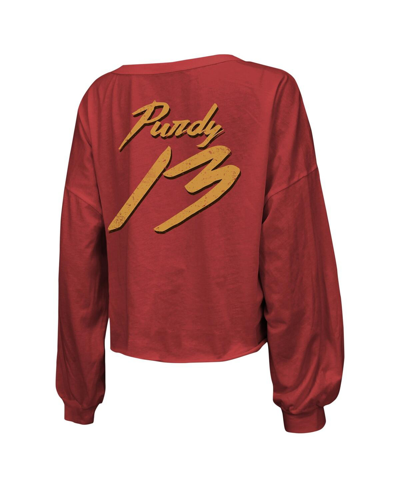 Majestic Threads Nick Bosa Scarlet San Francisco 49ers Name & Number Script Off-shoulder Cropped Lon In Scarlet