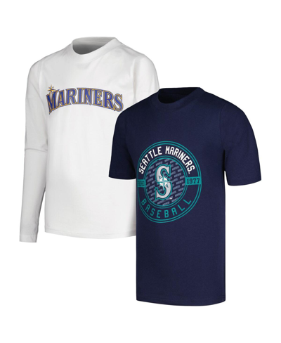 Shop Stitches Big Boys  Navy, White Seattle Mariners T-shirt Combo Set In Navy,white