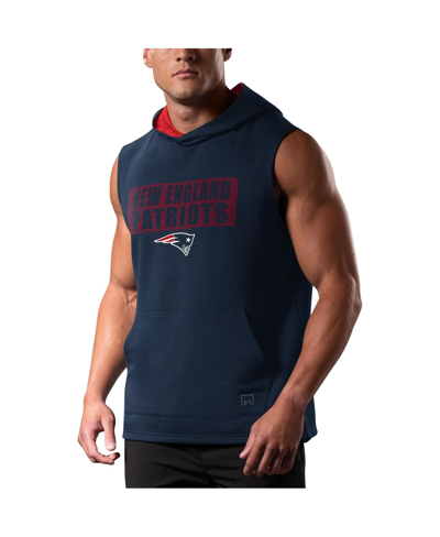 Shop Msx By Michael Strahan Men's  Navy New England Patriots Marathon Sleeveless Pullover Hoodie