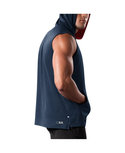 Shop Msx By Michael Strahan Men's  Navy New England Patriots Marathon Sleeveless Pullover Hoodie