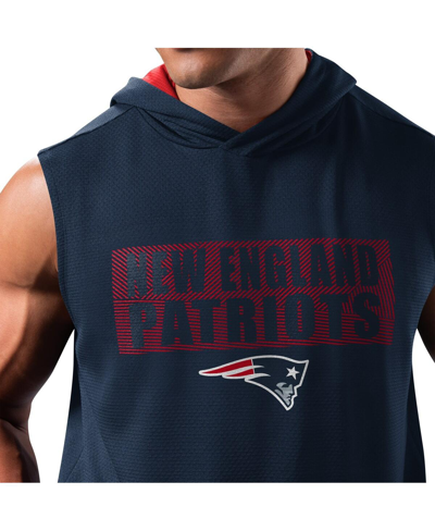 Shop Msx By Michael Strahan Men's  Navy New England Patriots Marathon Sleeveless Pullover Hoodie