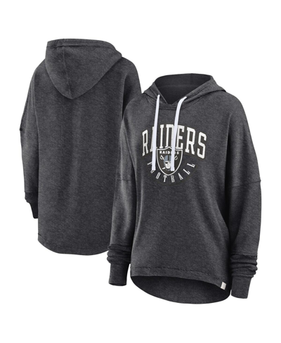 Shop Fanatics Women's  Charcoal Distressed Las Vegas Raiders Lounge Helmet Arch Pullover Hoodie