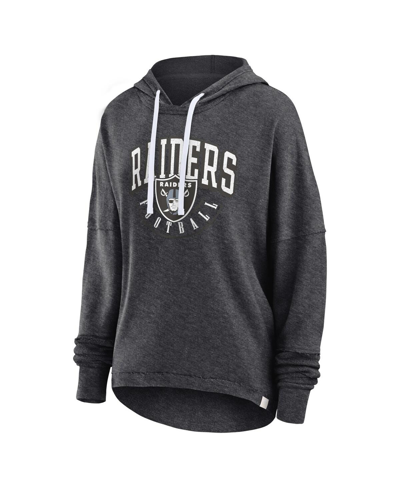 Shop Fanatics Women's  Charcoal Distressed Las Vegas Raiders Lounge Helmet Arch Pullover Hoodie