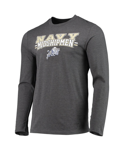 Concepts Sport Men's  Navy, Heathered Charcoal Distressed Navy Midshipmen Meter Long Sleeve T-shirt A In Navy,heather Charcoal