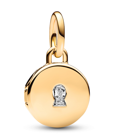 Shop Pandora Cubic Zirconia Key Hole Engravable Locket Dangle Charm In Gold
