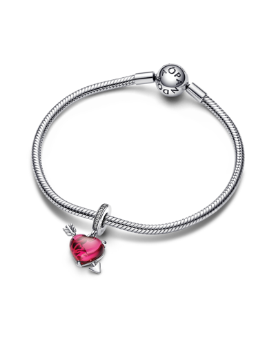 Pandora Sterling Silver Heart And Arrow Dangle Charm In Silver