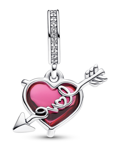 Pandora Sterling Silver Heart And Arrow Dangle Charm In Silver