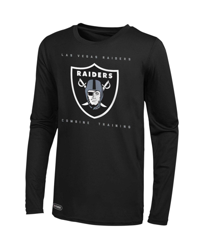 Shop Outerstuff Men's Black Las Vegas Raiders Side Drill Long Sleeve T-shirt