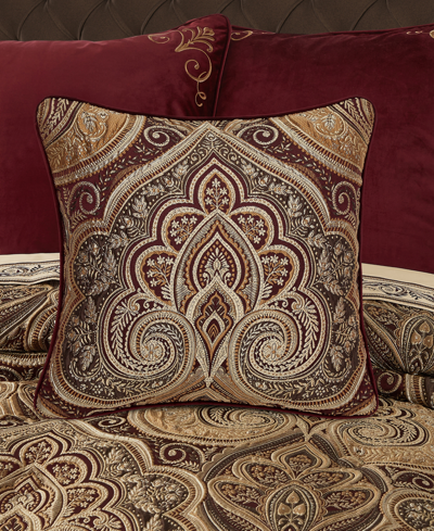 Five Queens Court Bordeaux Square Decorative Pillow, 20" X 20" In Crimson