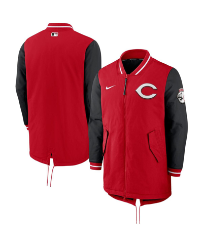 Shop Nike Men's  Red Cincinnati Reds Dugout Performance Full-zip Jacket