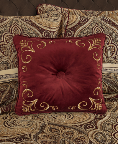 Five Queens Court Bordeaux Decorative Pillow, 18" X 18" In Crimson